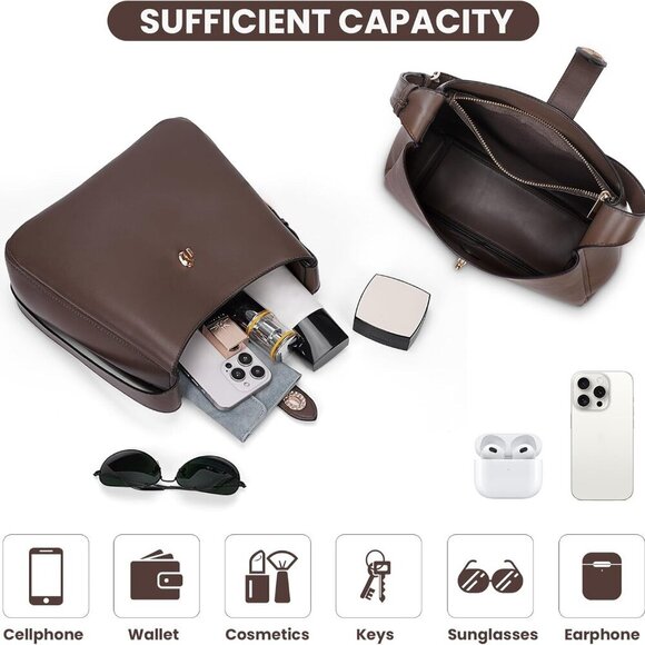 Elegant Vegan Leather Hobo Bucket Bag for Women - Adjustable Strap & Chic Style - Picture 3 of 6